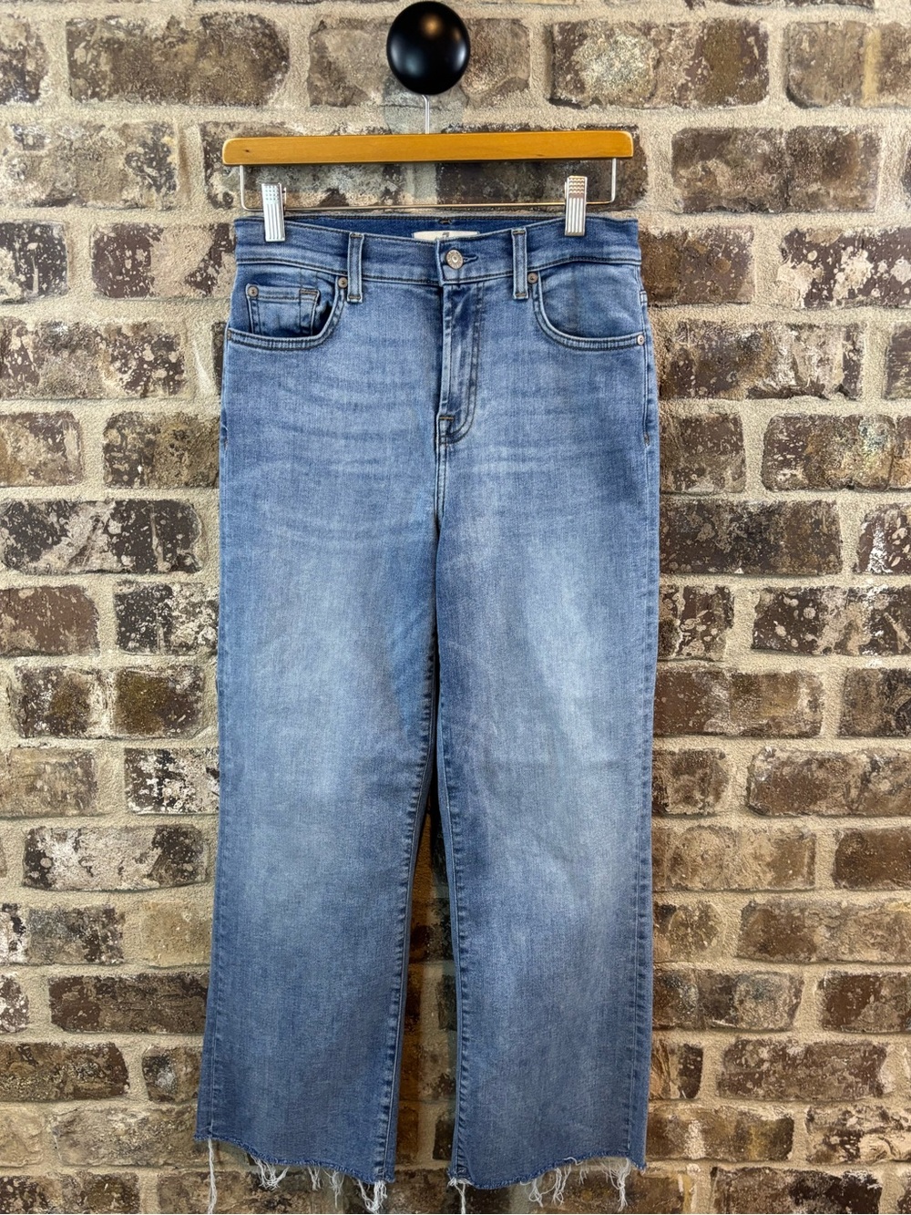 7 for all mankind Classic High-Rise Straight Jeans in Light Blue 26